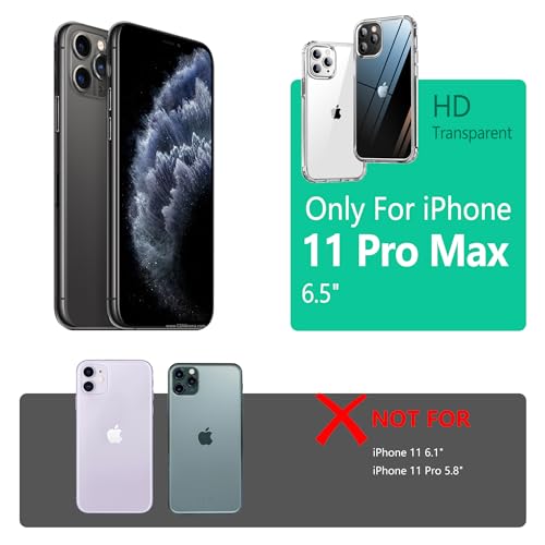 ONES for iPhone 11 Pro Max Slim Case Clear, [PC + TPU Hybrid][Military-Grade Drop Protection][Anti-Yellowing], Shockproof Silicone Hard Cover, Transparent Case - color: HD Highly Clear, size: iPhone 11 Pro Max