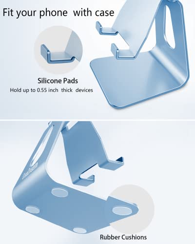 CreaDream Aluminum Cell Phone Stand, Adjustable Phone Holder for Desk - color: Sierra Blue