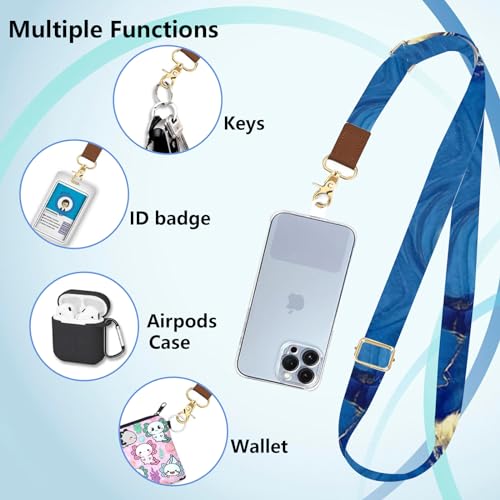Phone Lanyard Wrist Strap Crossbody Adjustable, Cell Phone Lanyard for Around The Neck Shoulder Wristlet Strap - color: Blue Marble