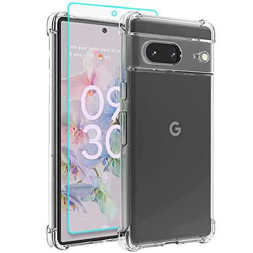 Google Pixel 7a Case with Screen Protector, Shockproof Crystal Clear Slim Soft Silicone TPU Protective Phone Cover Clear - color: Z Clear, size: Google Pixel 7a Case