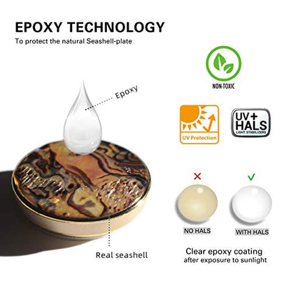 On The Grip Universal Phone Grip & Stand, Genuine Natural Gemstone/Seashell, Strong Adhesive Finger Holder, Collapsible Socket for iPhone, Samsung Galaxy, Kindle and Tablets (Peach)