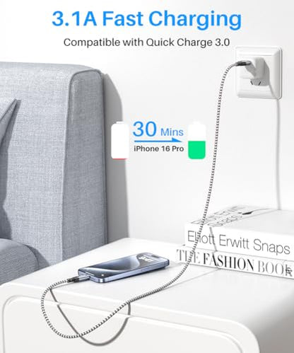 LDLrui USB A to USB C 3.1 Gen 2 Data Cable, 3ft, 1-Pack, Black-White - color: Black-and-White, size: 3FT