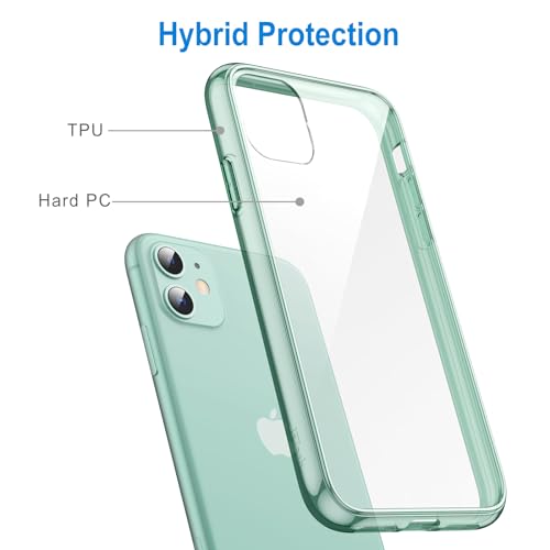 JETech Case for iPhone 11, Anti-Yellowing, Midnight Green | Shockproof Protection, Scratch Resistant Hard PC Back, Durable Transparent TPU Bumper - color: Midnight Green