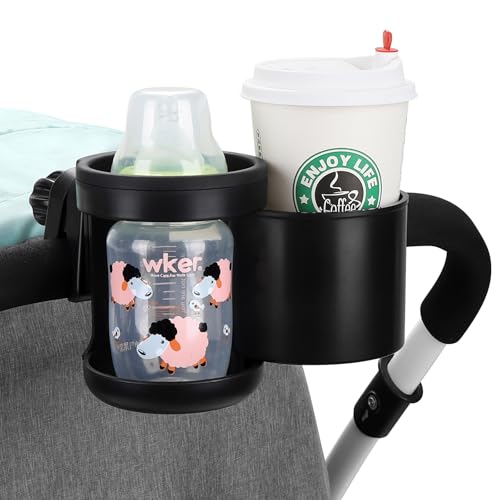 Accmor Stroller Cup Holder, Drinks Holder Bike Walker Wheelchair - color: Expandable Drinks Holder-Black