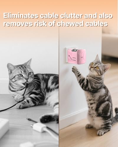 W & O 60W Gan Fast Charger Wall Plug, Built-in Retractable USB-C & L Cables - color: Pink