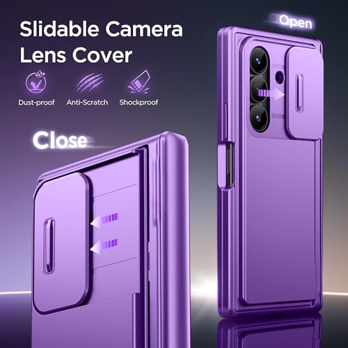 TONGATE Wallet for Z Fold 7 Case with Privacy Screen Protector, Purple - color: Purple