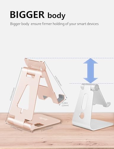 Aoviho Foldable Cell Phone Stand for Desk, Holder for iPhone,Rose Gold - color: Rose Gold