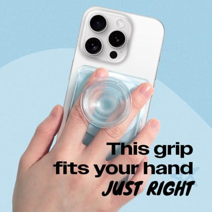 On The Grip Multi Functional Magnetic Phone Wallet with Expanding Phone Grip Kickstand Compatible with Magsafe Including Adapter Ring Phone Card Holder (SkyBlue)