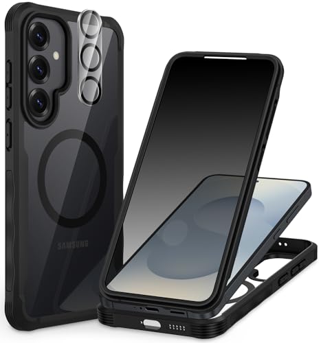 CENHUFO Magnetic Privacy for Samsung Galaxy S25 Plus Case, Full Body Phone Case with Built-in 9H Tempered Glass Privacy Screen Protector and Camera Lens Cover, Shockproof Protective Bumper - Black - color: Black, size: S25 Plus