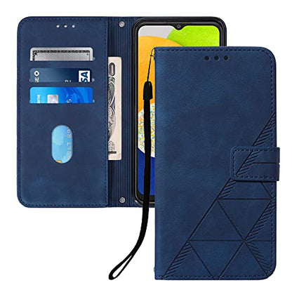 Faux Leather Flip Wallet Case for Motorola Moto G75, YBS Blue | Card Slots Storage, Magnetic Closure, Hands-Free Kickstand, RFID Blocking, Precise Cutouts - color: Blue