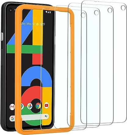 OMOTON [4 Pack] Screen Protector for Google Pixel 4a (Not Fit for 4a 5G), Scratch Resistant/Easy-Install/Bubble Free/Tempered Glass Screen Protector Compatible with Google Pixel 4a - size: Pixel 4a-5.8 inch