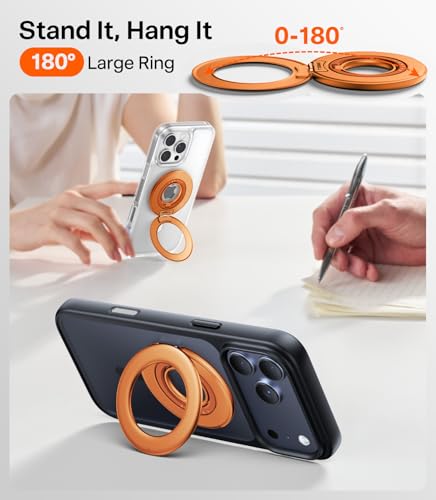 TORRAS 2025 Flagship 360 Magnetic Phone Grip Ring Holder Kickstand, Orange - color: Orange