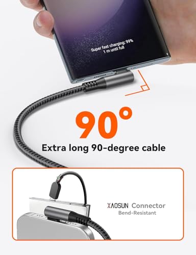 XAOSUN 240W Right Angle USB C to USB C Cable, 90 Degree USB C Cable 10FT - size: 10FT-90°