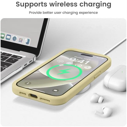 Vooii Compatible with iPhone 15 Pro Max Case, Upgraded Premium Silicone, [Camera Protection] [Soft Anti-Scratch Microfiber Lining] Shockproof Phone Case for iPhone 15 Pro Max 6.7 inch - Creamy Yellow - color: Creamy Yellow, size: iPhone 15 Pro Max