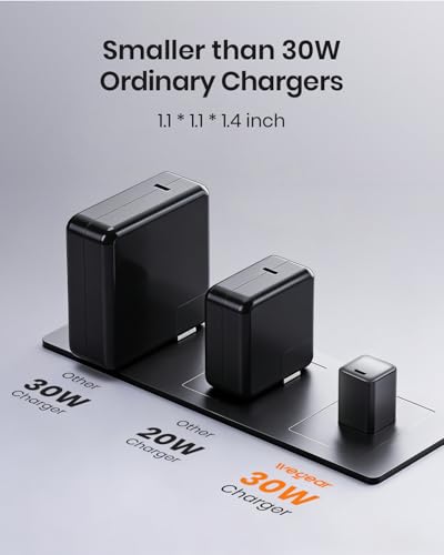wegear 30W GaN USB C Wall Charger, Compact Charger Block with PD3.0 - color: Black, size: 1 Pack