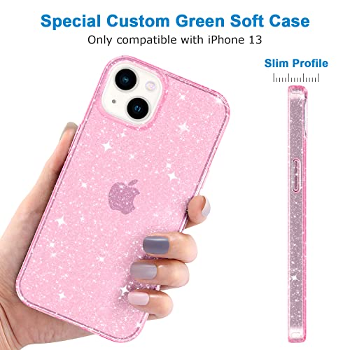 JJGoo Compatible with iPhone 13 Case, Glitter Soft TPU Shockproof Protective Bumper Cover, Sparkle Bling Sparkly Cute Slim Women Girls Phone Case for iPhone 13, 6.1inch, Pink Glitter - color: Pink Glitter
