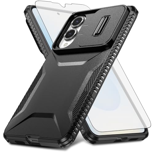 Asuwish Phone Case for Samsung Galaxy S25 Edge 5G with Screen Protector and Slide Camera Cover Rugged Hybrid Shockproof Protective Cell Accessories S25Edge 25S S 25 25Edge 6.66 2025 Women Men Black - color: Black
