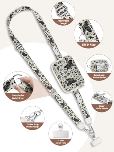 Clip and Go Strap for Phone with Wallet Crossbody Lanyard Foliage - color: Butterfly
