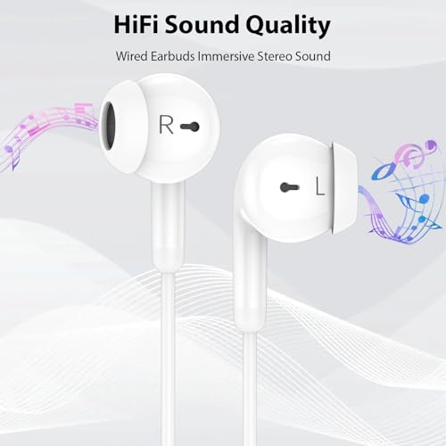 USB C Earbuds Headphone for iPad 10th Gen for iPhone Duo 18 Pro 17 15 White - color: White