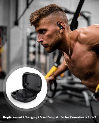 Replacement Charging Case Compatible with Powerbeats Pro 2: Wireless Charger Case with Bluetooth Pairing Button, 600mAh Battery, USB-C Charging Cable Included - color: Powerbeats Pro 2 Black