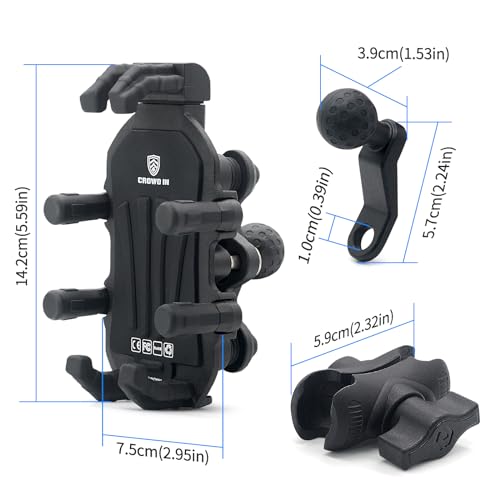 Shkalacar Motorcycle Phone Holder with Vibration Dampener, 360° Adjustable Rotation, Anti-Theft Motorcycle Phone Mount Cellphone Holder, Cell Phone Holder Motorbike Mount