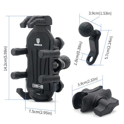 Shkalacar Motorcycle Phone Holder with Vibration Dampener, 360° Adjustable Rotation, Anti-Theft Motorcycle Phone Mount Cellphone Holder, Cell Phone Holder Motorbike Mount