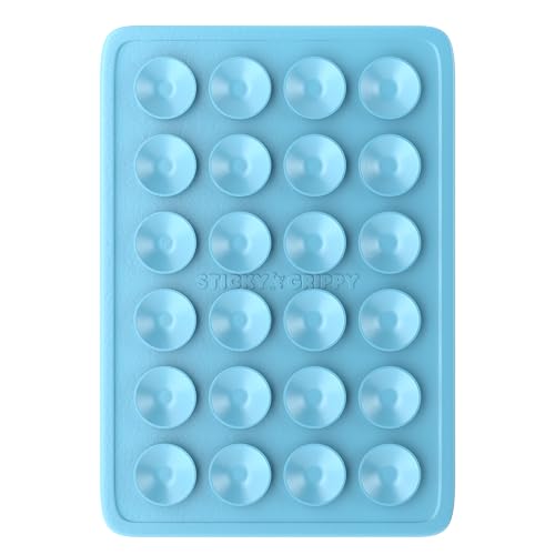 StickyGrippy Suction Phone Case Mount, Sillicon Adhesive Phone Accessory for iPhone and Android, Hands-Free Strong Grip Mirror Shower Phone Holder, Tiktok Videos and Selfies (Pearl Blue) - color: Pearl Blue