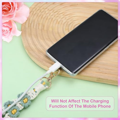 Jspupifip 2 PCS Boho Macrame Phone Wrist Strap, Purple/Green - color: Purple, Green