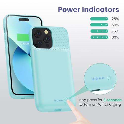 Feob Battery Charging Case for iPhone 12Pro Max/13Pro Max/14Pro Max/14Plus (6.7 Inch), Powerful 8600mAh Portable Rechargeable Charger for iPhone 14ProMax/14Plus/13Promax/12Promax Battery Case-Green - color: Green
