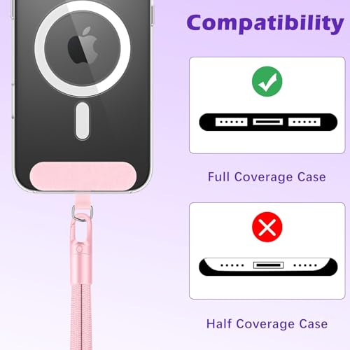 MoKo Phone Wrist Strap Anti-theft, Adjustable Phone Wrist Lanyard - color: Rosegold+purple