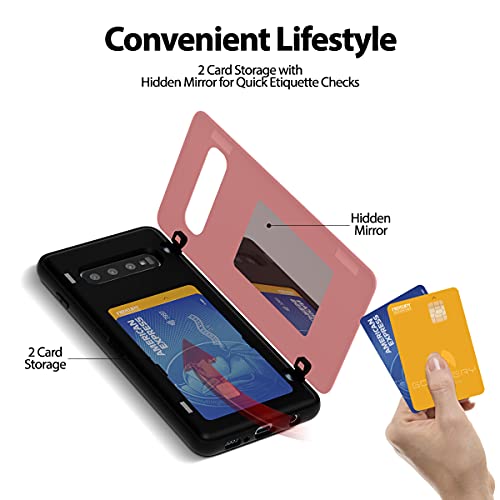 GOOSPERY Magnetic Door Bumper Compatible with Galaxy S10 Plus, Card Holder Wallet Case Easy Magnet Auto Closing Protective Dual Layer Sturdy Phone Back Cover -Pink - color: Pink, size: Galaxy S10 Plus