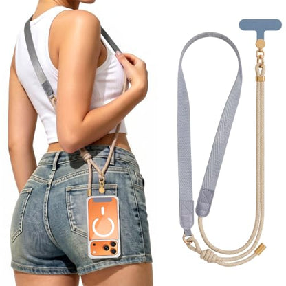 Phone Lanyard Crossbody Adjustable Strap for Travel Outdoor Khaki - color: Khaki