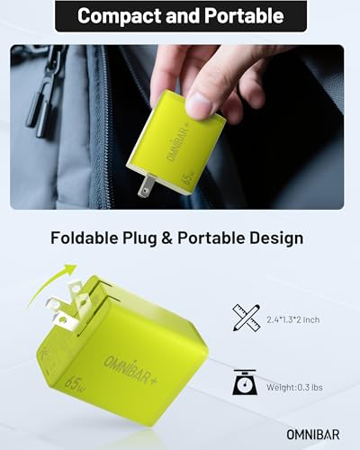 65W USB C Charger Block, 3-Port GaN Fast Wall Charger, Green - color: Lime Green