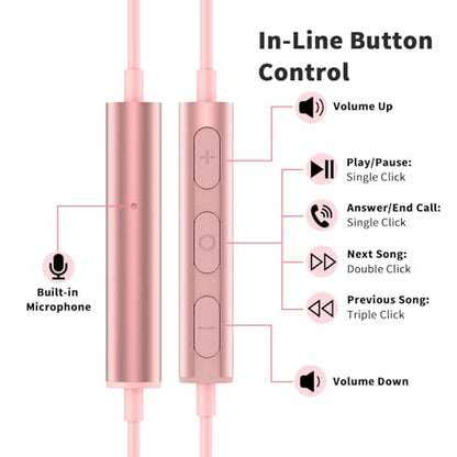 USB C Earbuds Wired Headphones for iPhone 18 Pro Max 17 16 17e,Pink - color: Pink