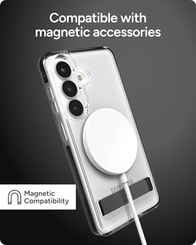 ZAGG Santa Cruz Snap Samsung Galaxy S26 Case with Kickstand - Black, Magnetic Crystal Clear Protective Phone Cover, 13ft Drop Protection, Graphene Reinforced, Slim Case with Stand - color: Black, size: Samsung Galaxy S26