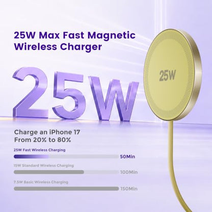 MagSafe 25W Wireless Charger for Apple Magnetic Fast Charging Pad - color: Light Yellow