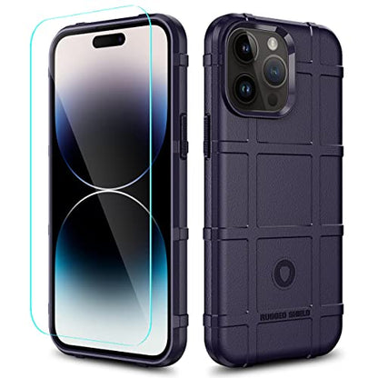 Rugged Shield 8ft Drop Proof TPU Thick Armor Tactical Protective Case Compatible with iPhone 14 Pro Max (6.7 inches) - Deep Purple - color: Deep Purple, size: iPhone 14 Pro Max