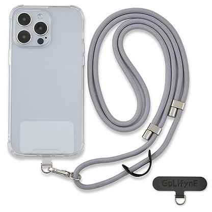 Phone Lanyard Crossbody, Anti Theft Phone Strap with 2 Tether Tabs - color: Grey/Silver