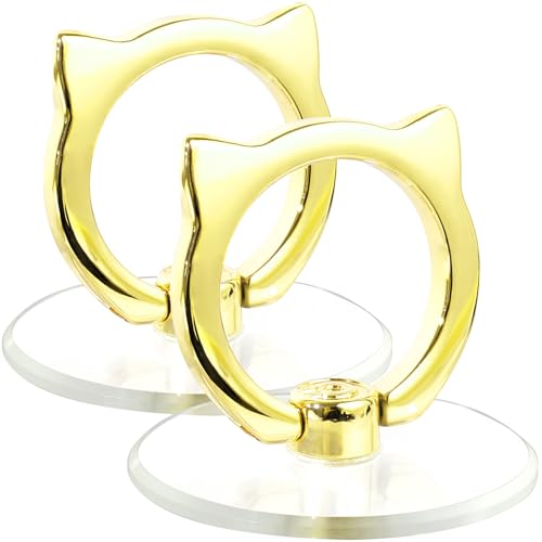 Cat Phone Ring Holder - EI Sonador Clear Cell Phone Ring Holder Transparent Stand Finger Grip (2 Gold Cat) - color: 2 Gold Cat