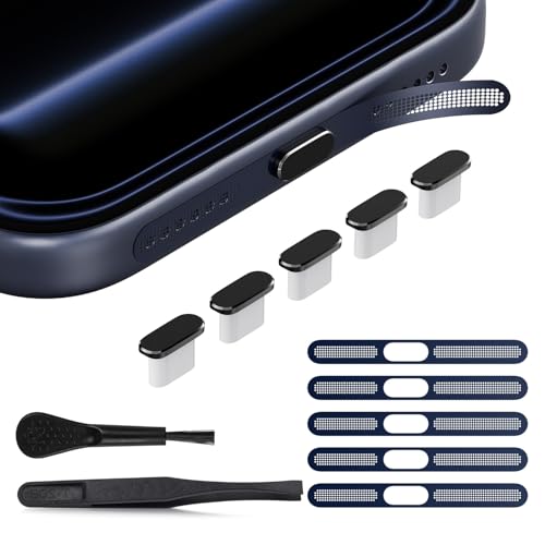 5PCS USB C Dust Plug & iPhone Speaker Protector for iPhone 17 Pro Max - color: Deep Blue