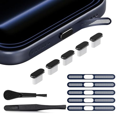 5PCS USB C Dust Plug & iPhone Speaker Protector for iPhone 17 Pro Max - color: Deep Blue