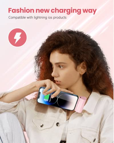 Pink Small Portable Battery Charger 4800mAh, Tiny Power Bank Ultra-Compact 15W Fast Charging Mini Battery Pack Power Charger for iPhone 14 Pro/13/12/11/8/iPad Air/Mini/Pro/AirPods Pro I/II - color: Pink