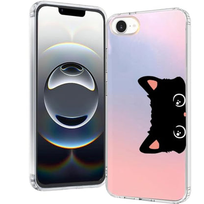 for iPhone 17e & 16e Case: Slim Clear Matte Cute Flowers Floral Design for Girls Women Military Grade Drop Protection TPU Bumper Shockproof Silicone Phone Cover (Cat Ear) - color: Fun Cat Ear