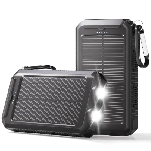 Solar Power Bank 38800mAh Portable Charger for iPhone18/17/16, Samsung - color: Black