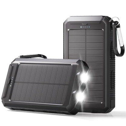 Solar Power Bank 38800mAh Portable Charger for iPhone18/17/16, Samsung - color: Black