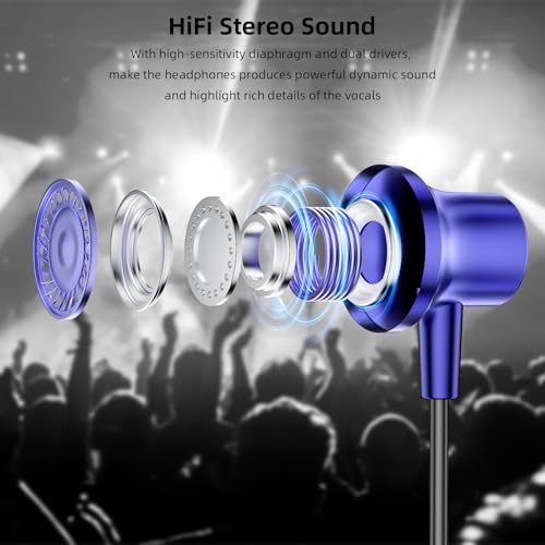 APETOO USB C Wired Earbuds for iPhone 18 Pro 17 16 15 Volume Control Blue - color: Blue