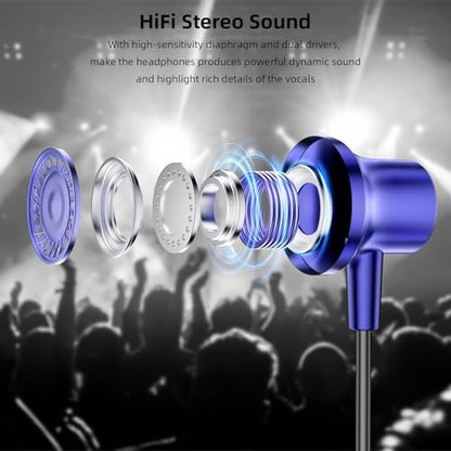 APETOO USB C Wired Earbuds for iPhone 18 Pro 17 16 15 Volume Control Blue - color: Blue