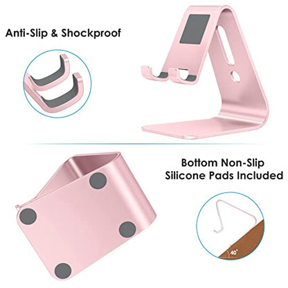 OMOTON C1 Upgraded Aluminum Cell Phone Stand for Desk, Durable Phone Dock - color: Rose Gold