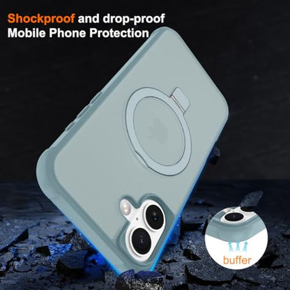 CHAOFEnG Magnetic Compatible with iPhone 17 Case with Stand [Military Grade Drop Tested][Compatible with Magnet] Ring Translucent Slim Hard Back Soft Edge, Teal Green - color: Teal Green, size: iPhone 17