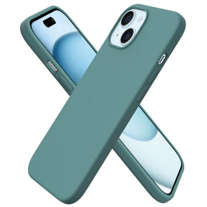 ORNARTO Compatible with iPhone 15 Case 6.1, Slim Liquid Silicone 3 Layers Full Covered Soft Gel Rubber Phone Case, Anti-Scratch Shockproof Protective Cover 6.1 Inch, Pine Green - color: Pine Green